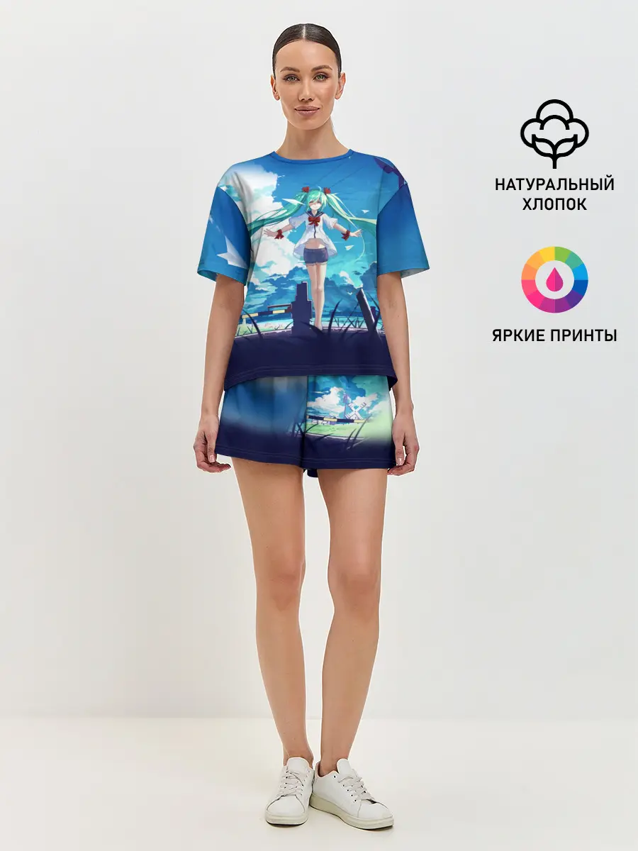 Женская пижама с шортами / Хацунэ Мику под летним небом
