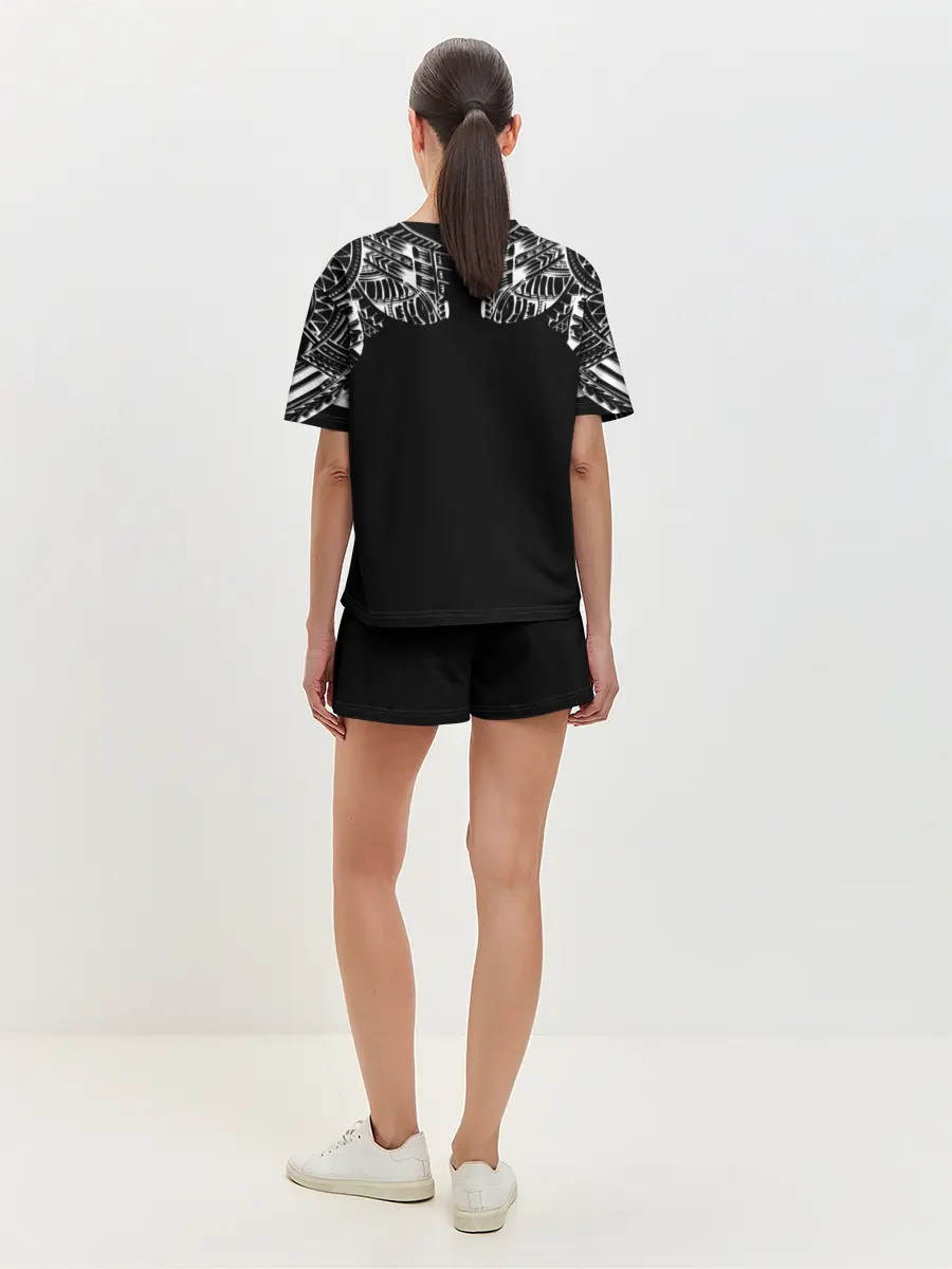 Женская пижама с шортами / Узор в стиле маори / полинезия