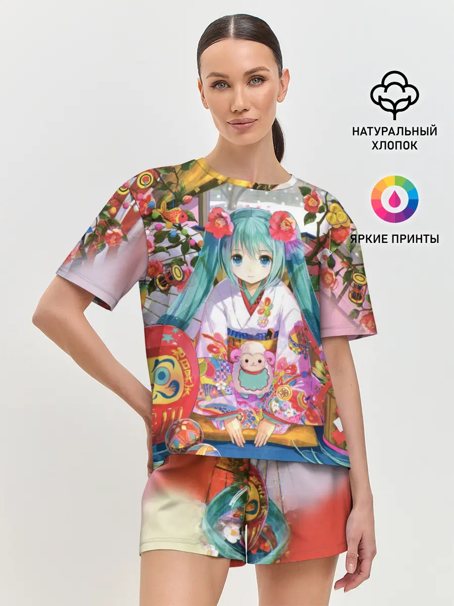 Женская пижама с шортами / Окно Mika Hatsune