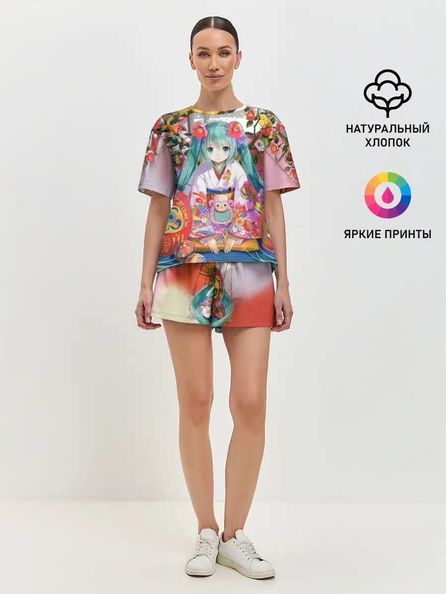 Женская пижама с шортами / Окно Mika Hatsune