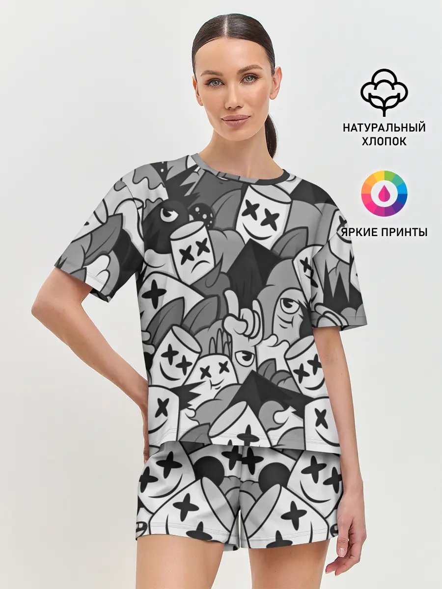 Женская пижама с шортами / Marshmello