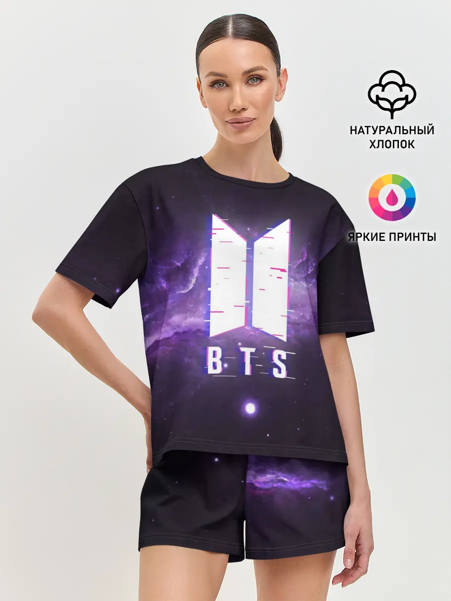 Женская пижама с шортами / BTS SPACЕ 3D / БТС КОСМОС