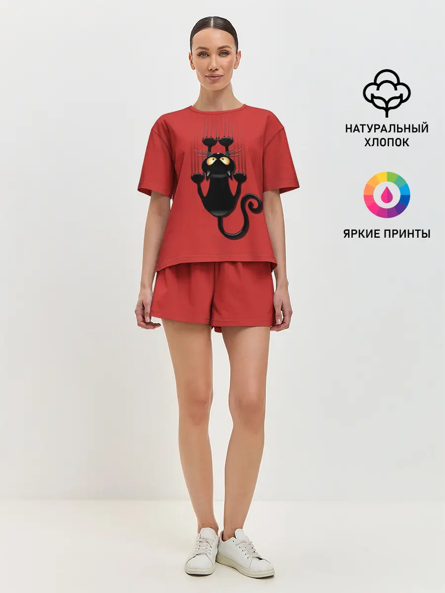 Женская пижама с шортами / Черный Кот