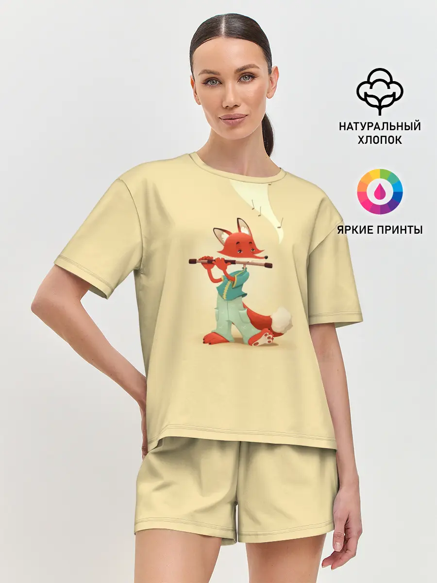 Женская пижама с шортами / Лисичка с флейтой