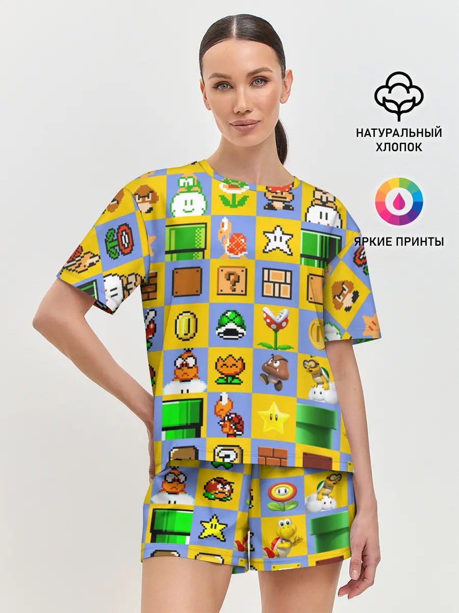 Женская пижама с шортами / Super Mario Pop art
