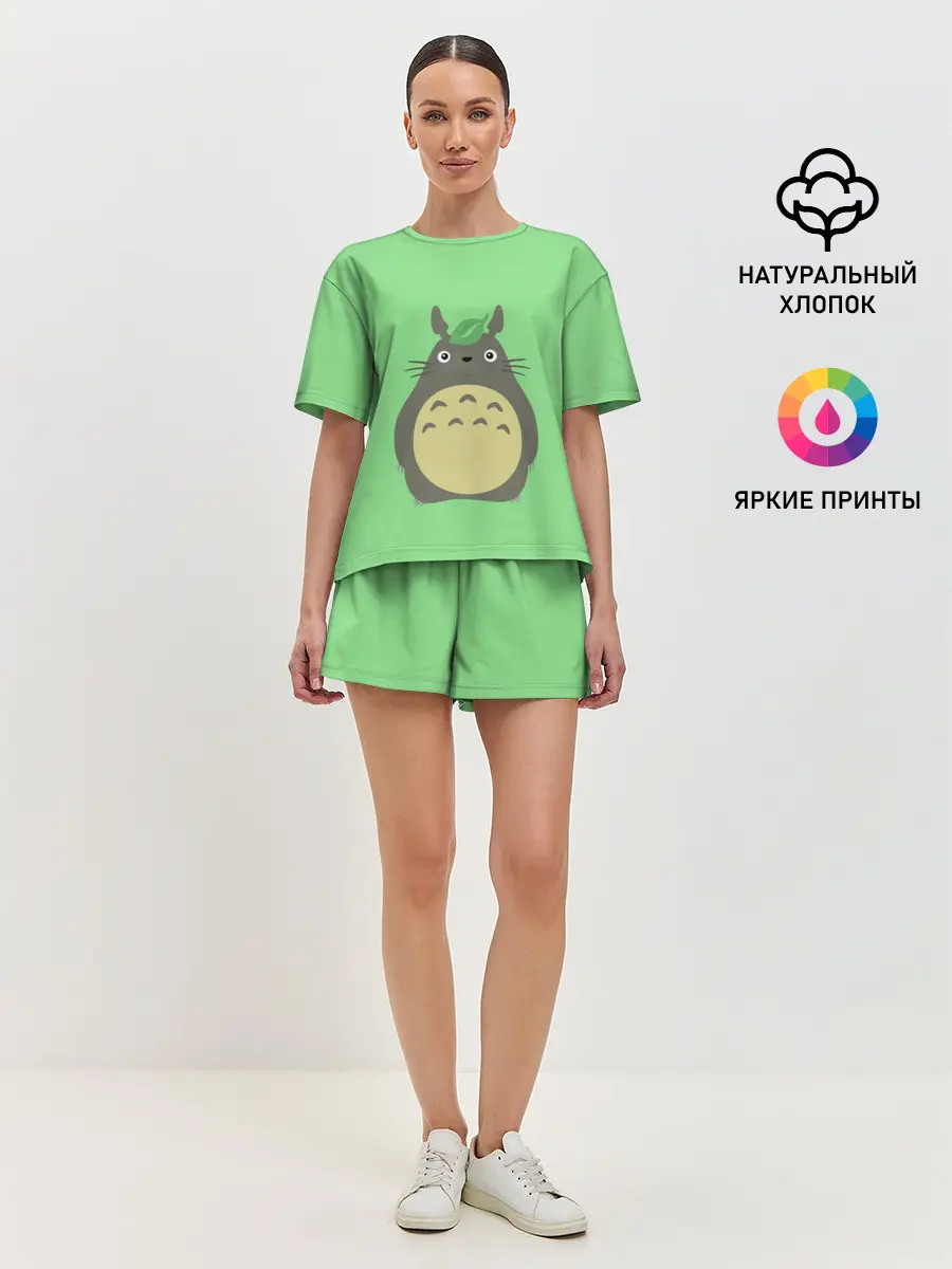 Женская пижама с шортами / Тоторо под листочком