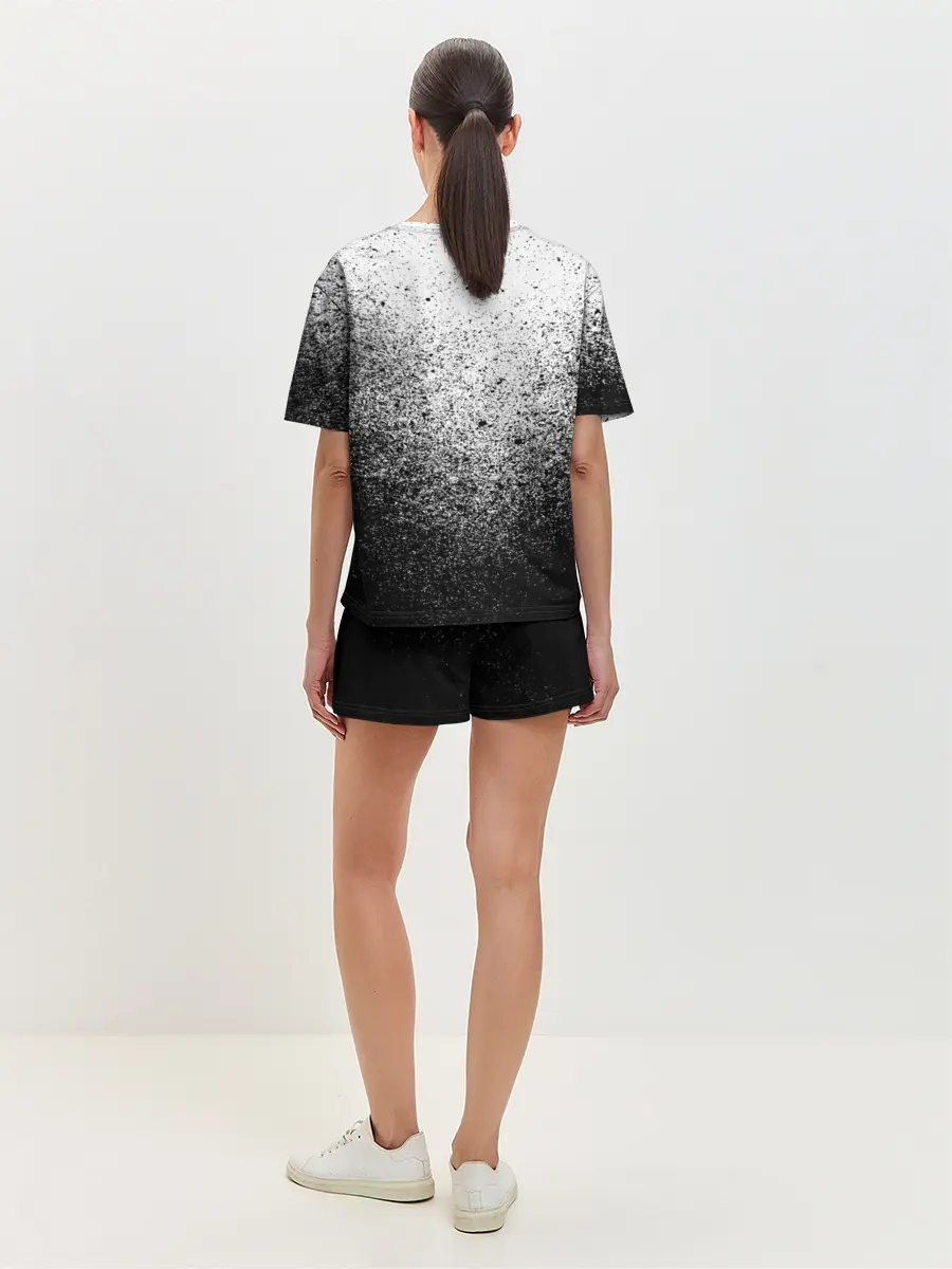 Женская пижама с шортами / БРЫЗГИ КРАСОК ЧЁРНЫЙ