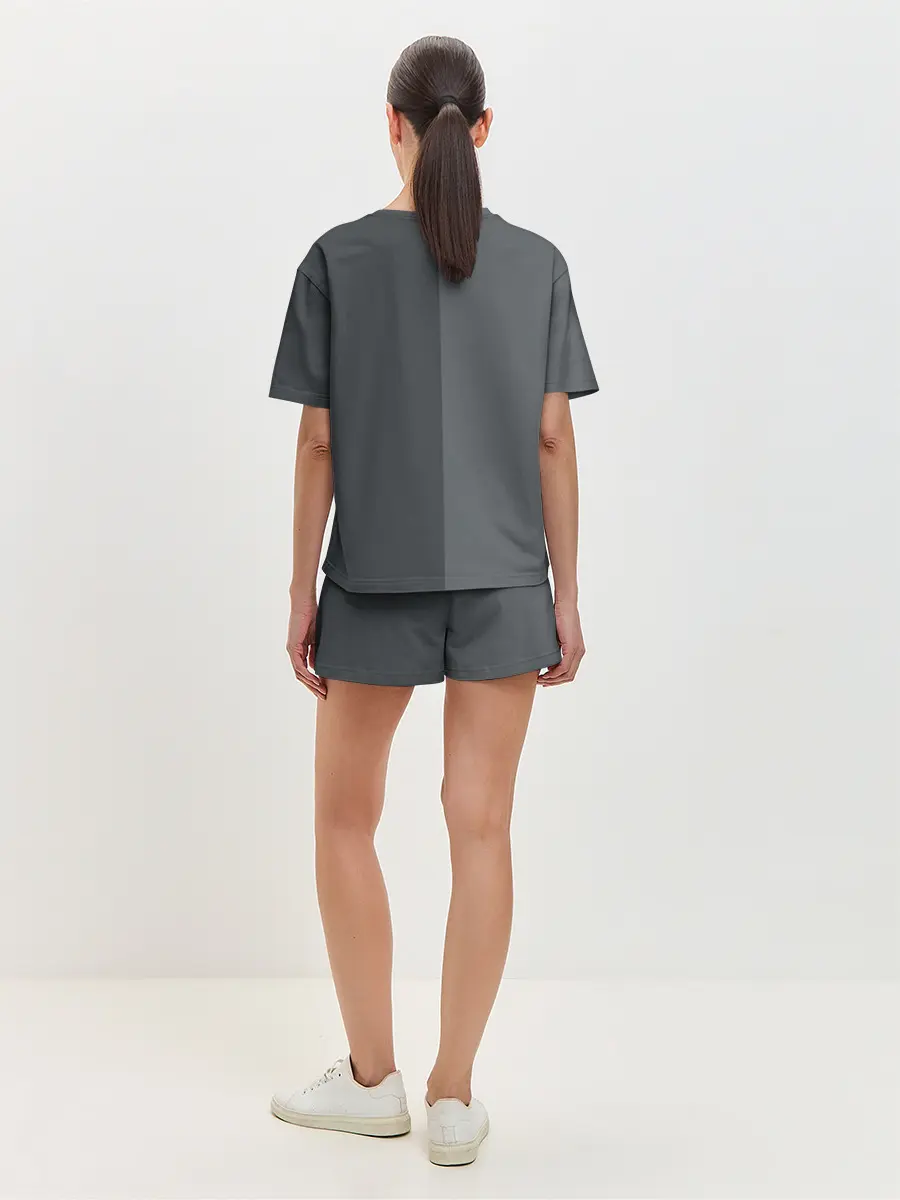 Женская пижама с шортами / KUROKUMA на сером