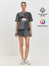 Женская пижама с шортами / KUROKUMA на сером