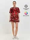 Женская пижама с шортами / Краснобелый камуфляж с кабаном