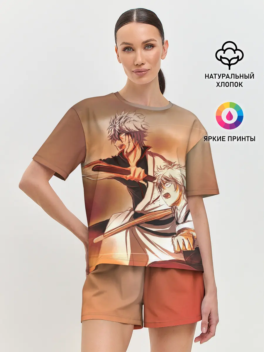 Женская пижама с шортами / гинтоки саката самурай