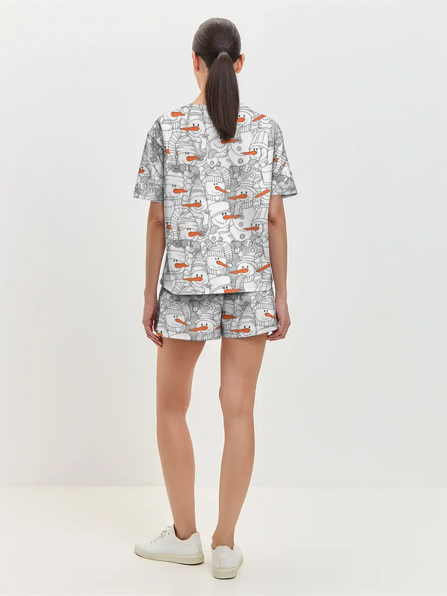 Женская пижама с шортами / Снеговики