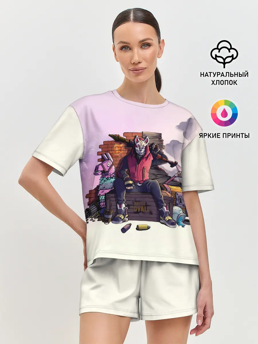 Женская пижама с шортами / Fortnite. Drift and Lama