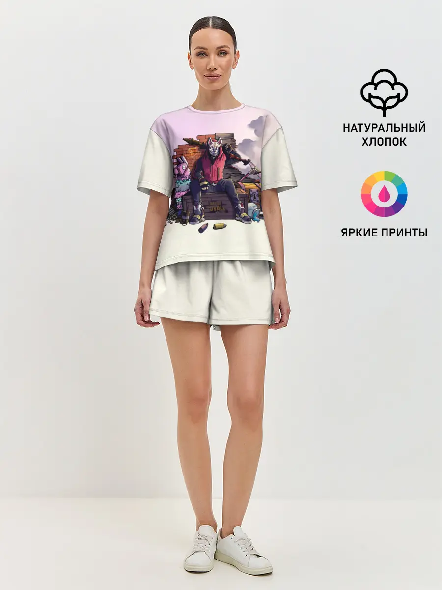 Женская пижама с шортами / Fortnite. Drift and Lama