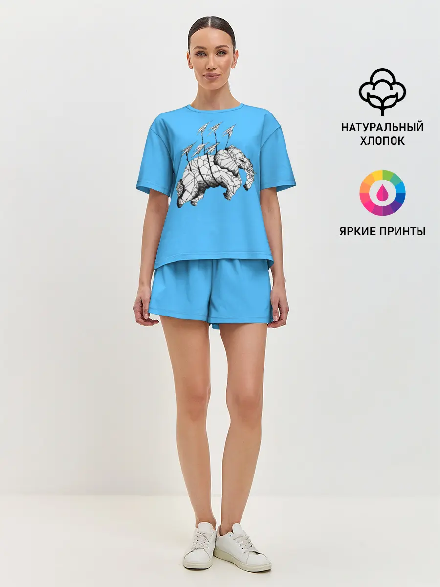 Женская пижама с шортами / Бумажный Слон