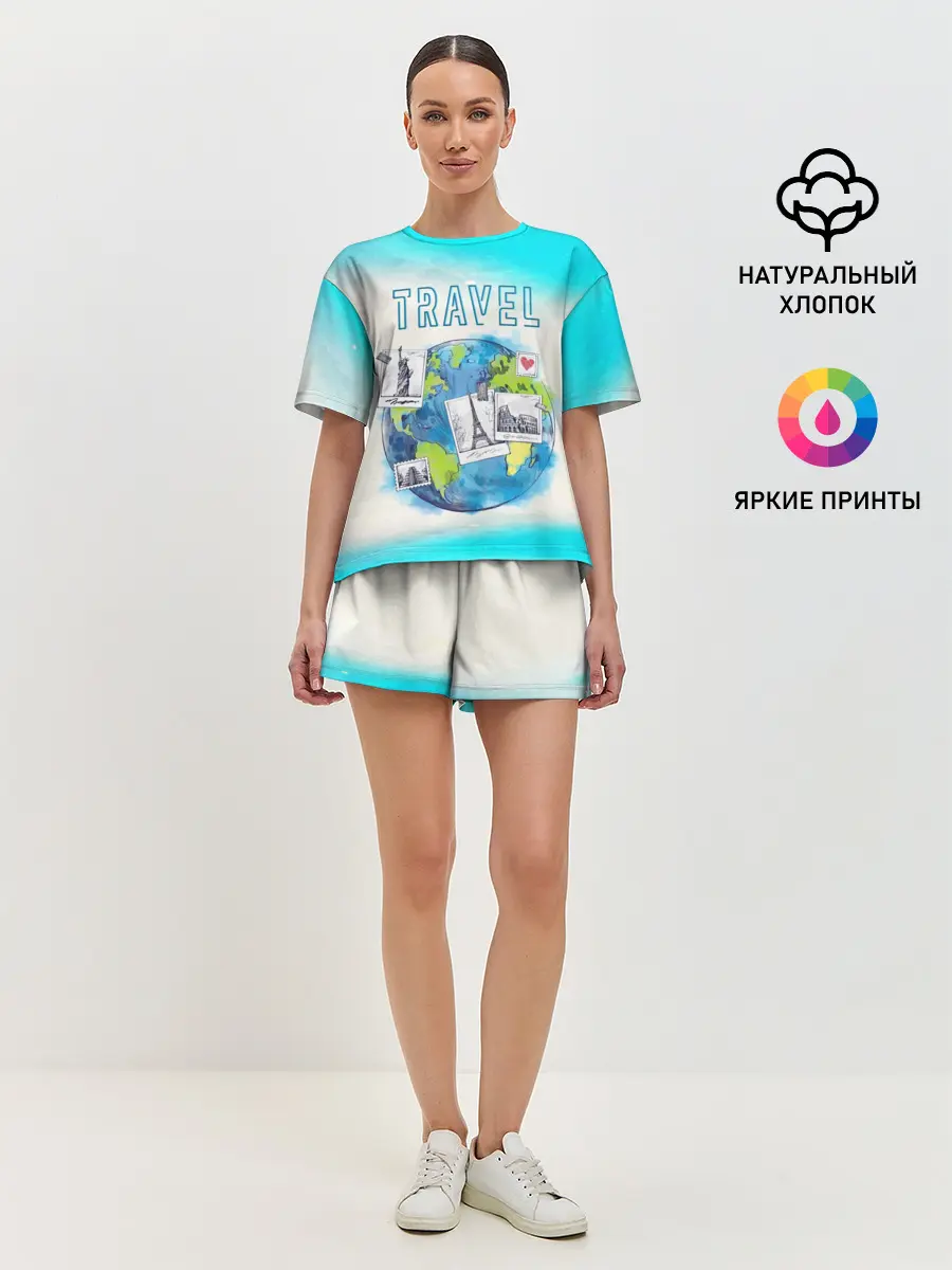 Женская пижама с шортами / Путешествуй!