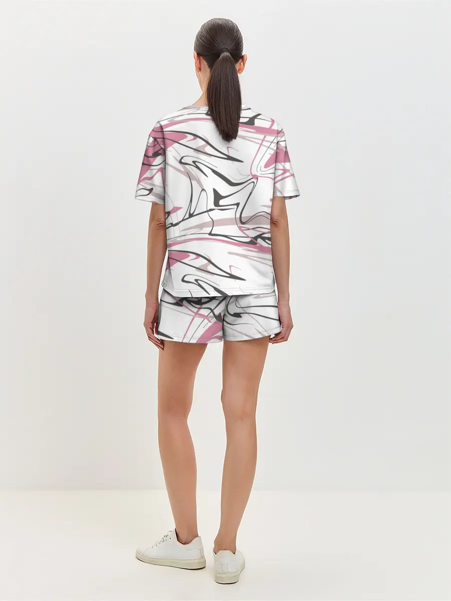 Женская пижама с шортами / Хаотичные линии