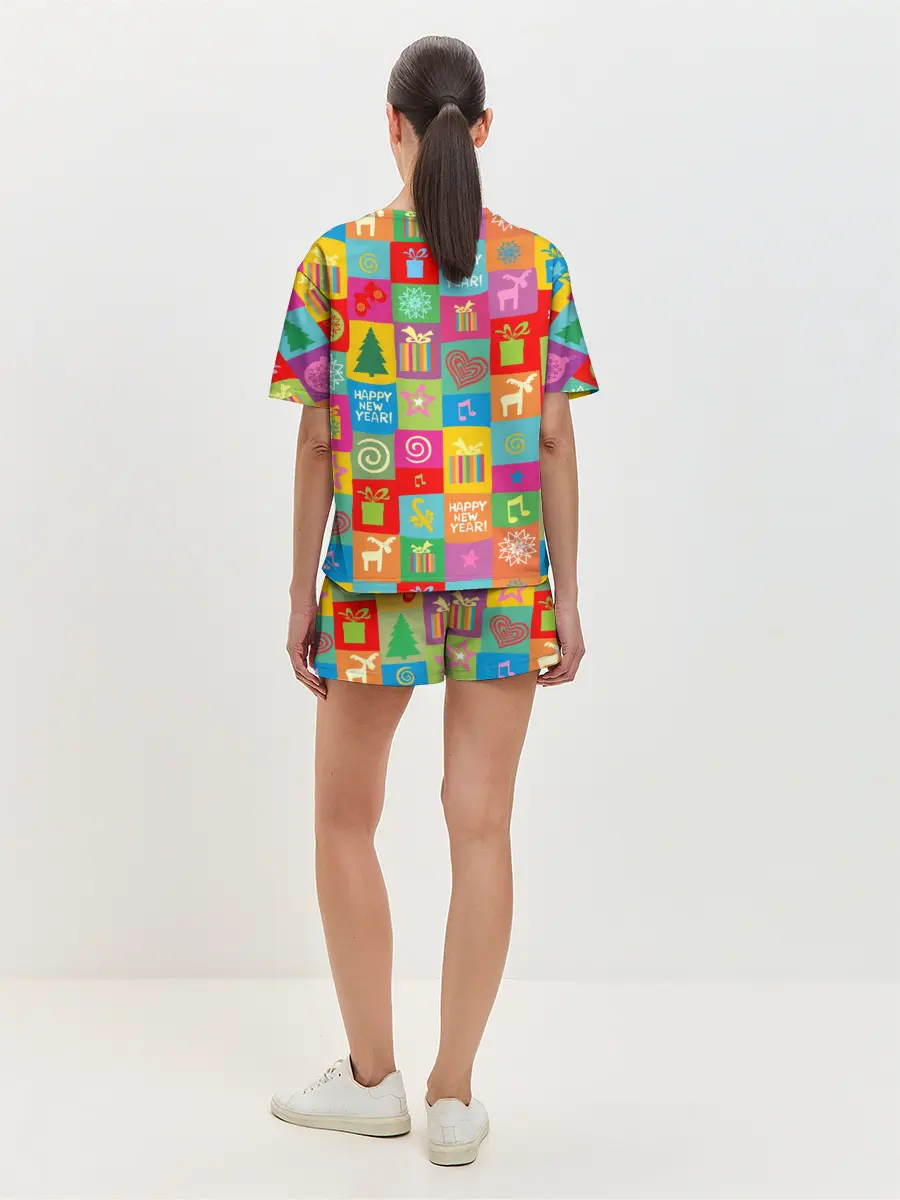 Женская пижама с шортами / Новогодний коллаж