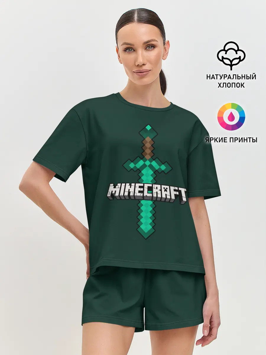Женская пижама с шортами / Меч Minecraft