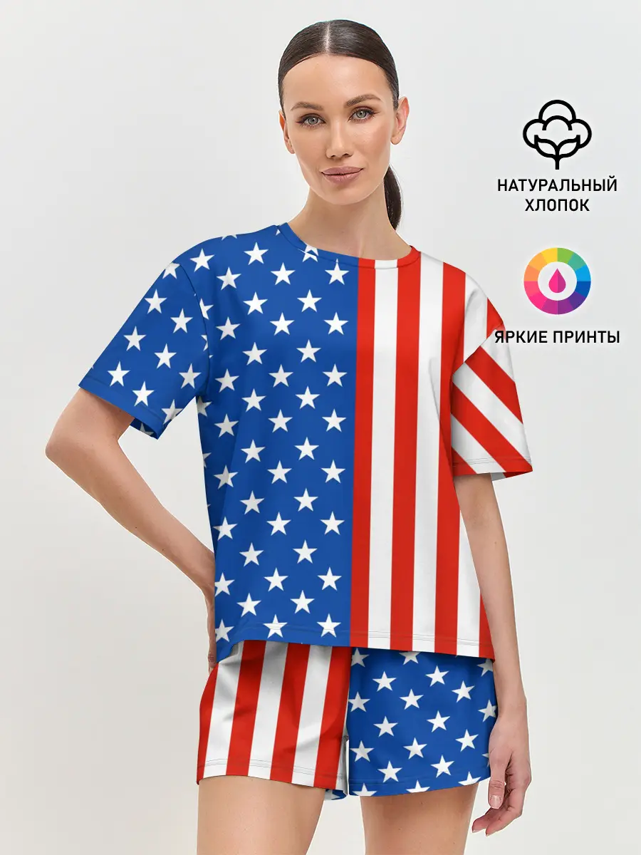 Женская пижама с шортами / Американский Флаг