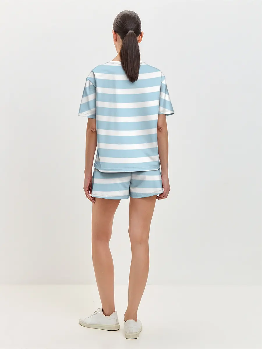 Женская пижама с шортами / Кот на полосочках