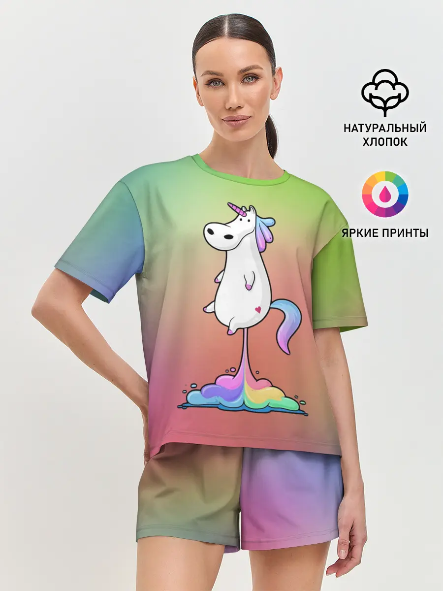 Женская пижама с шортами / Единорог на Старте