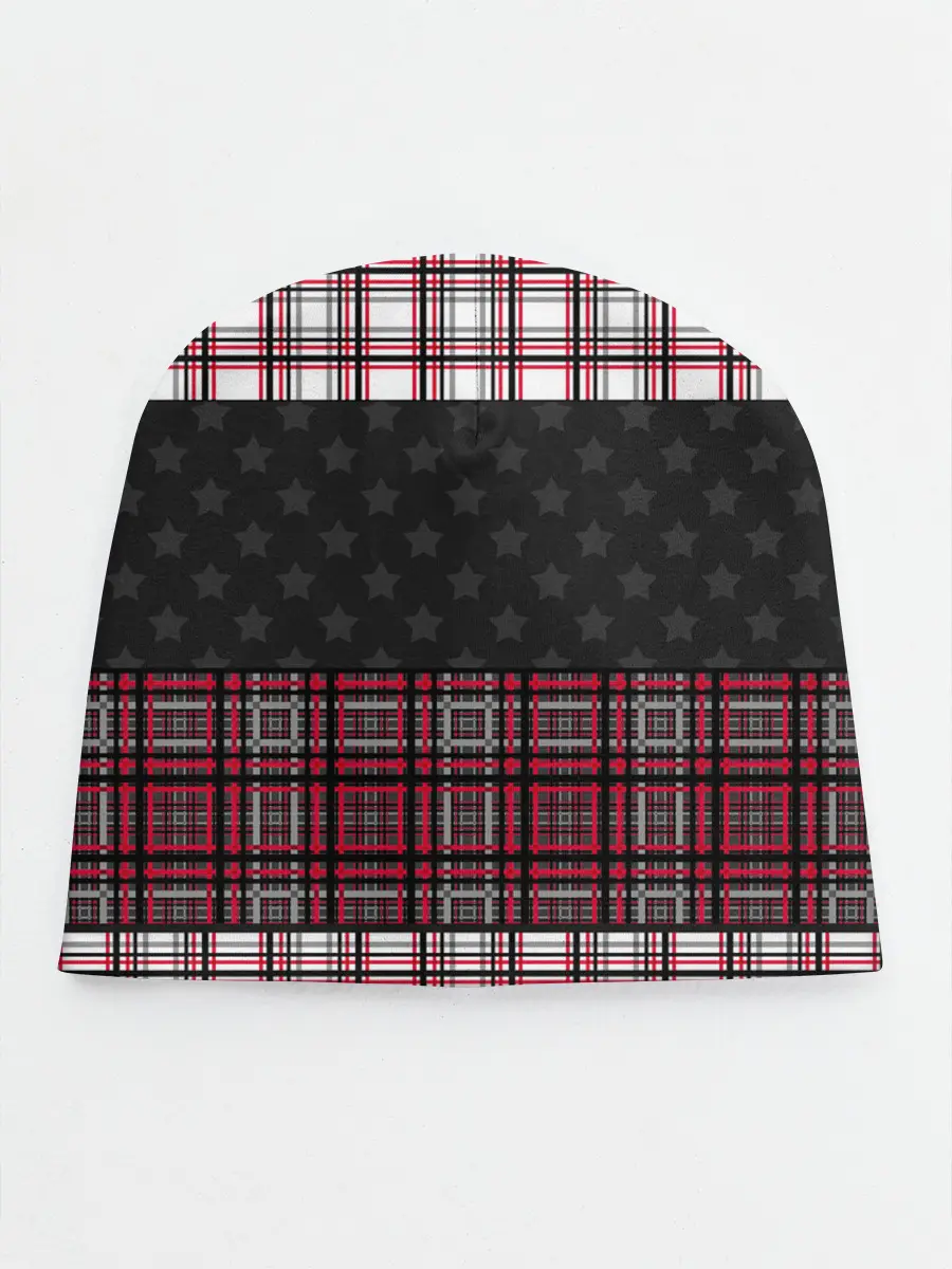 Детская шапка / Комбинированный красно-серый