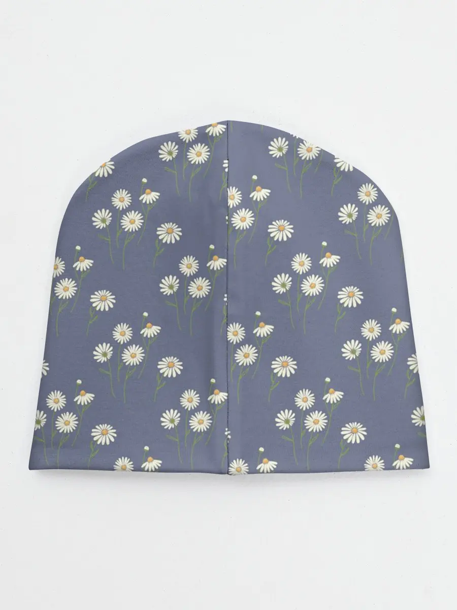 Детская шапка / Ромашки на сером паттерн