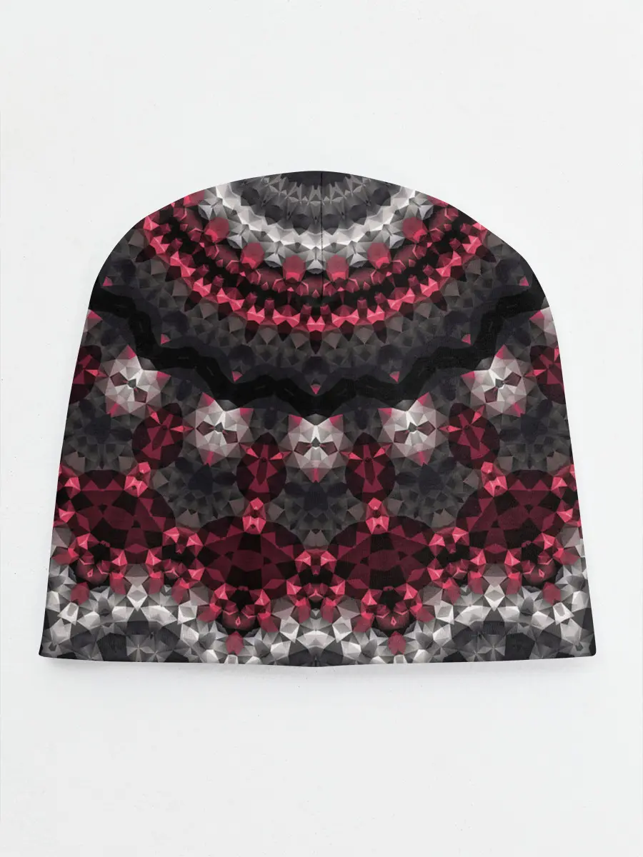 Детская шапка / Красно-черный мозаичный узор