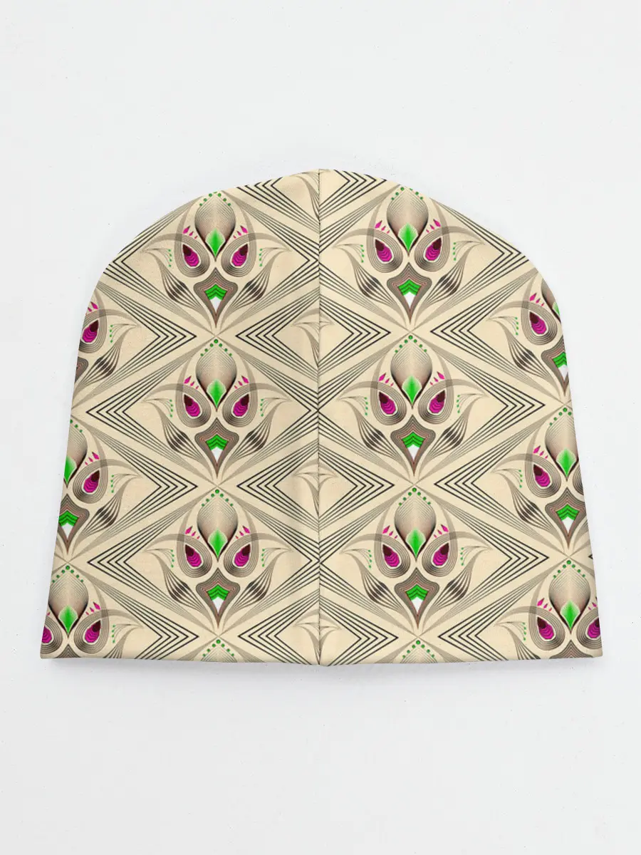 Детская шапка / Арт деко на бежевом фоне