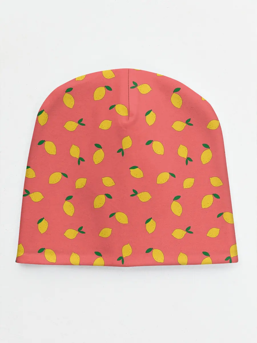 Детская шапка / Лимоны на кораловом