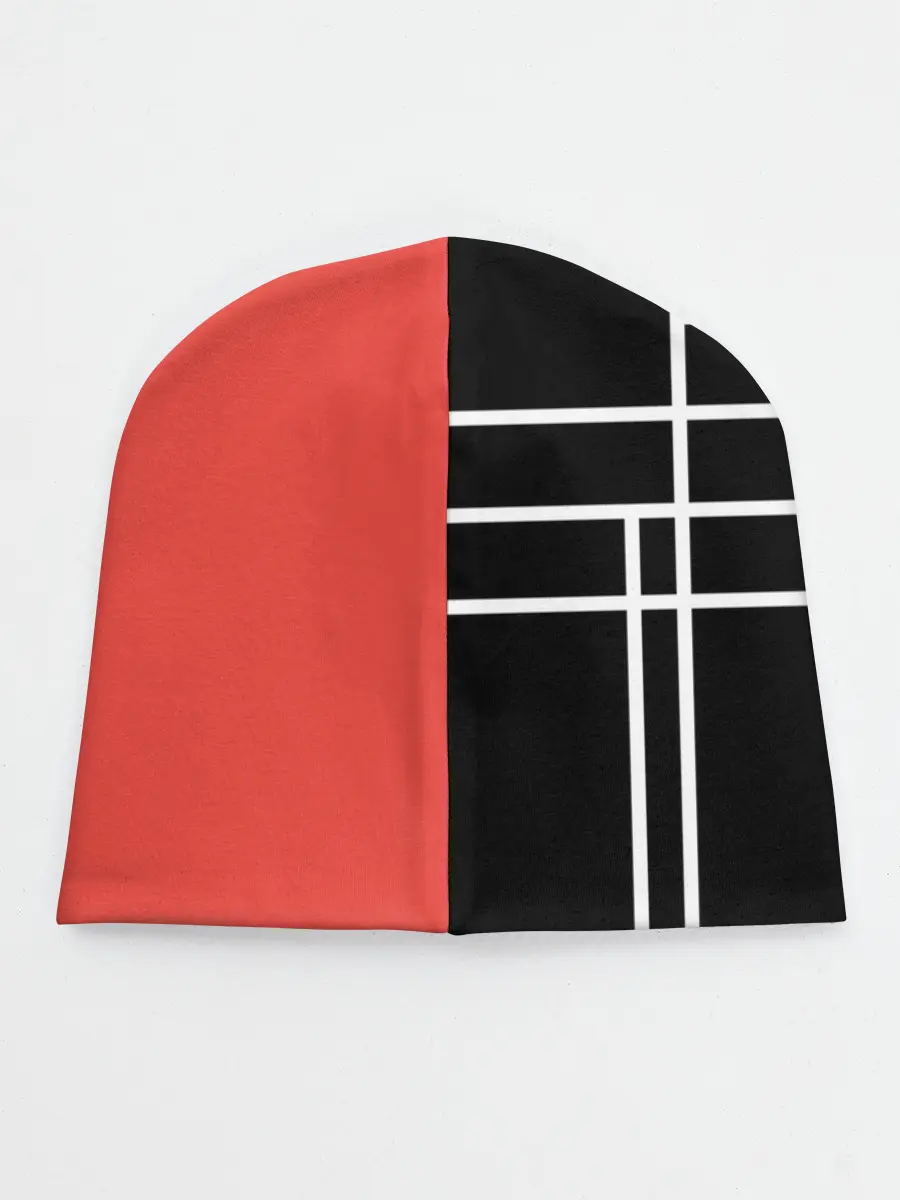 Детская шапка / Черный и коралловый арт деко