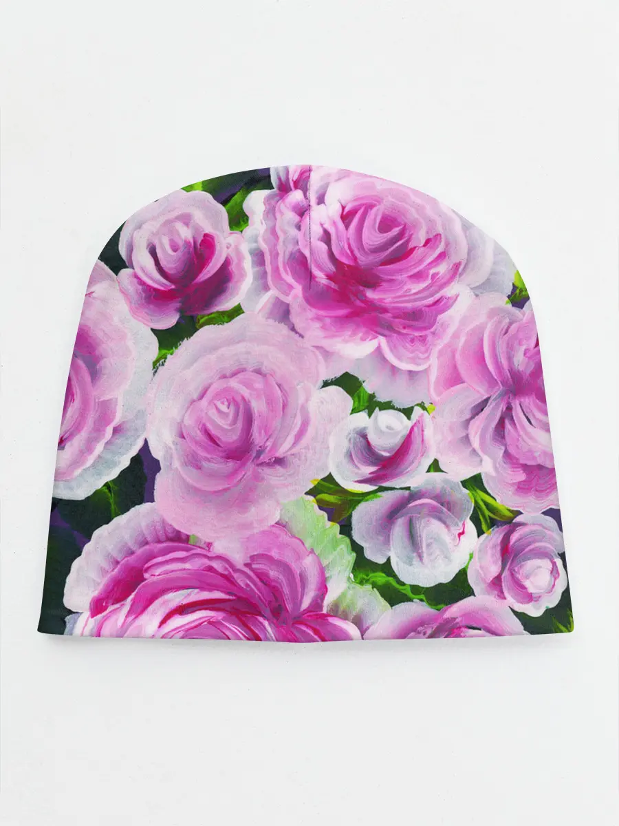 Детская шапка / Цветы Розовые Розы красками