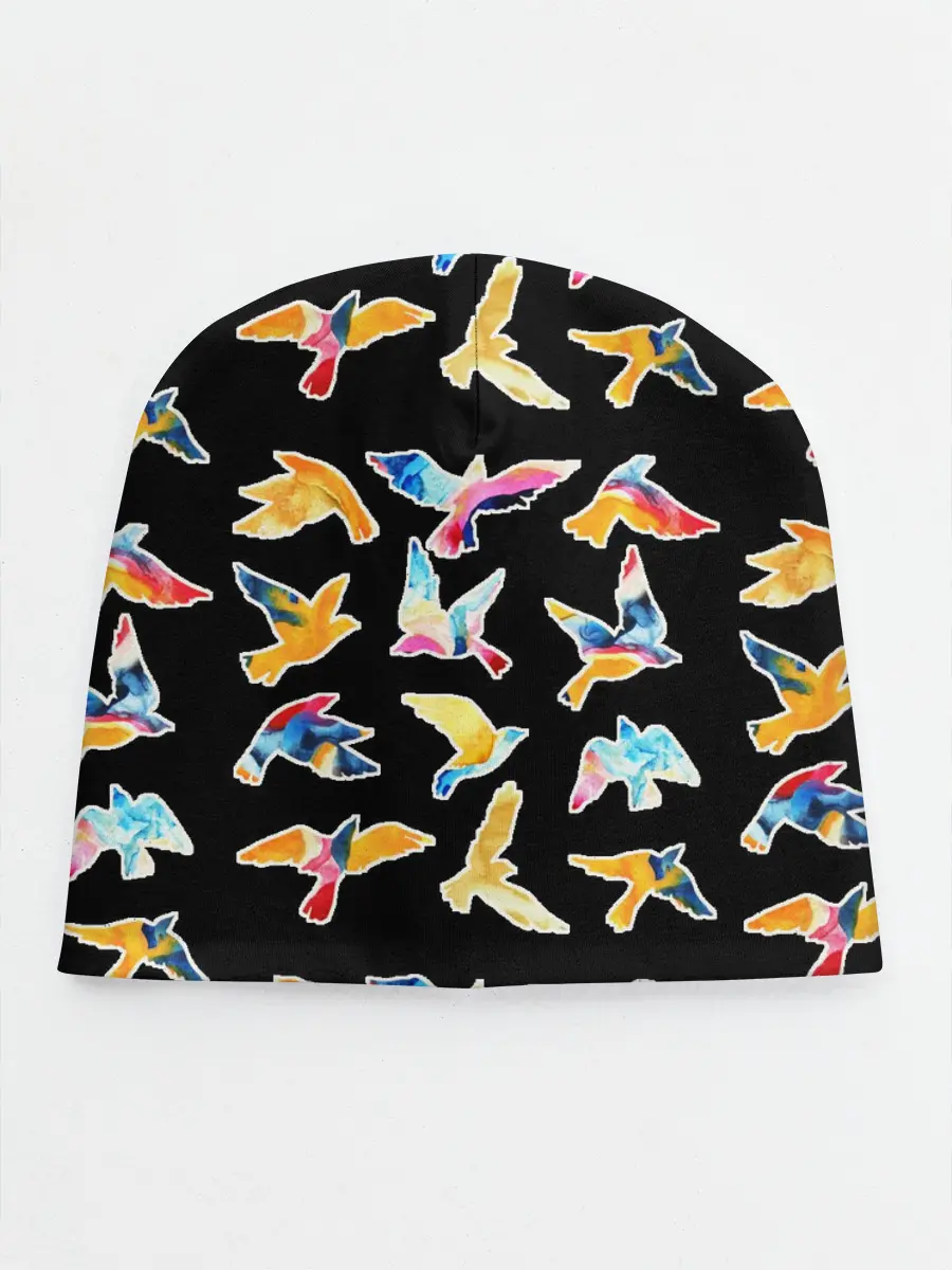 Детская шапка / акварельные птицы