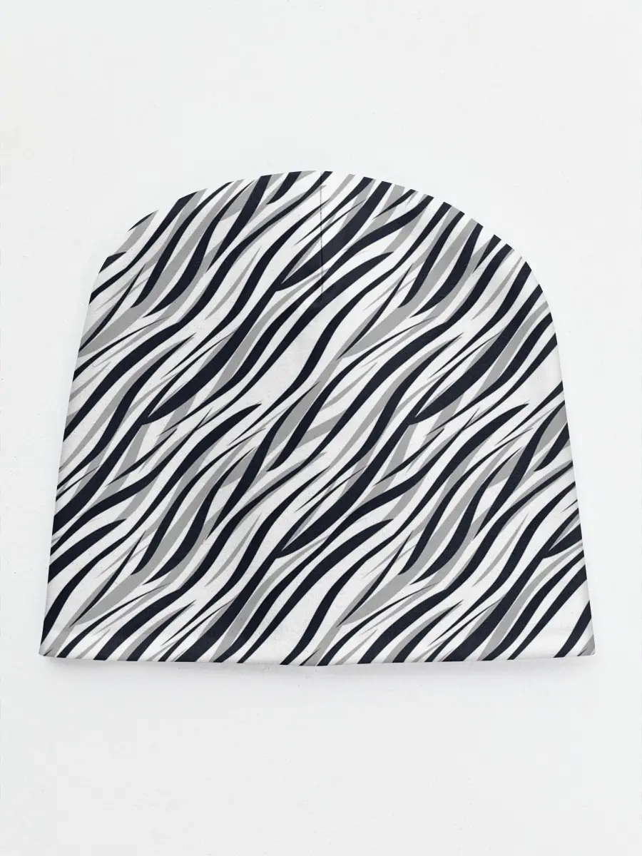 Детская шапка / Черно-белый полосатый тигровый