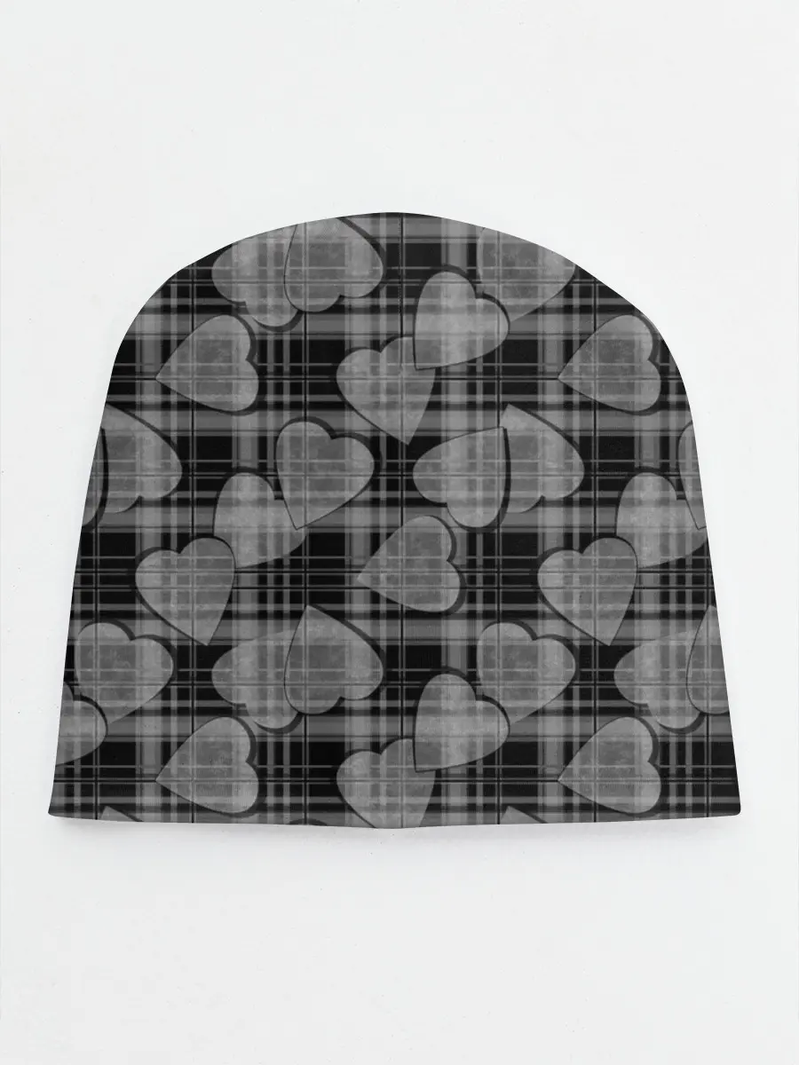 Детская шапка / Черно-серый клетчатый узор