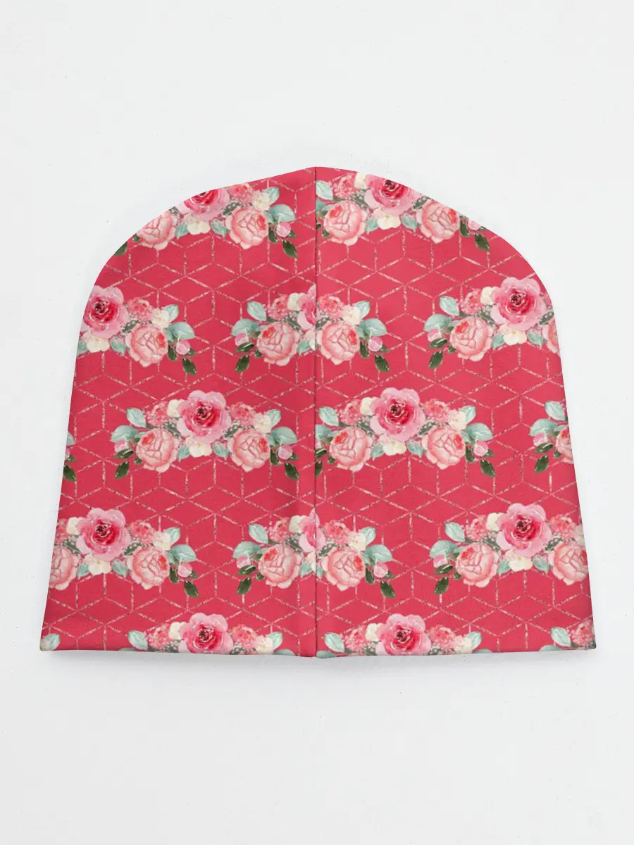 Детская шапка / Красные розы паттерн
