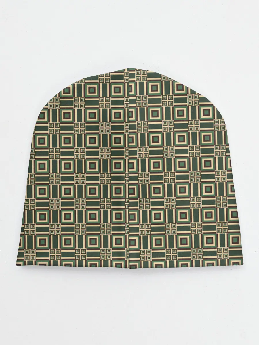 Детская шапка / Абстракция из зеленых квадратов