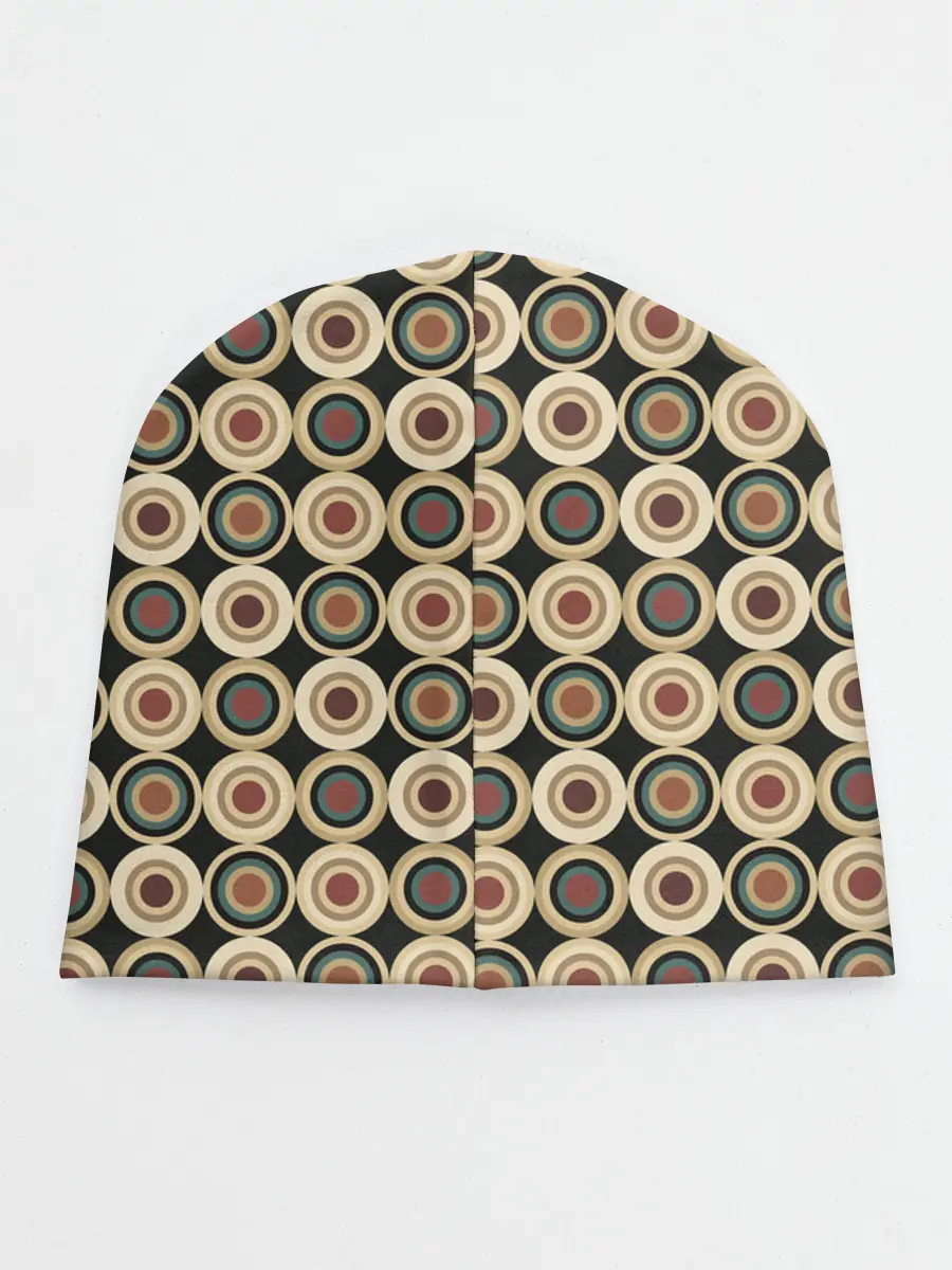Детская шапка / Абстракция из бежевых и зеленых кругов