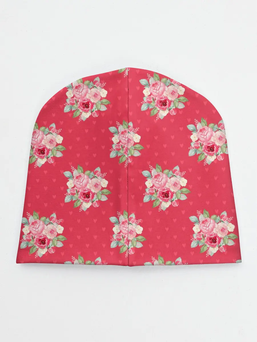 Детская шапка / Красные цветы розы