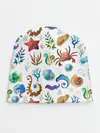 Детская шапка / Морской паттерн с крабами и водорослями