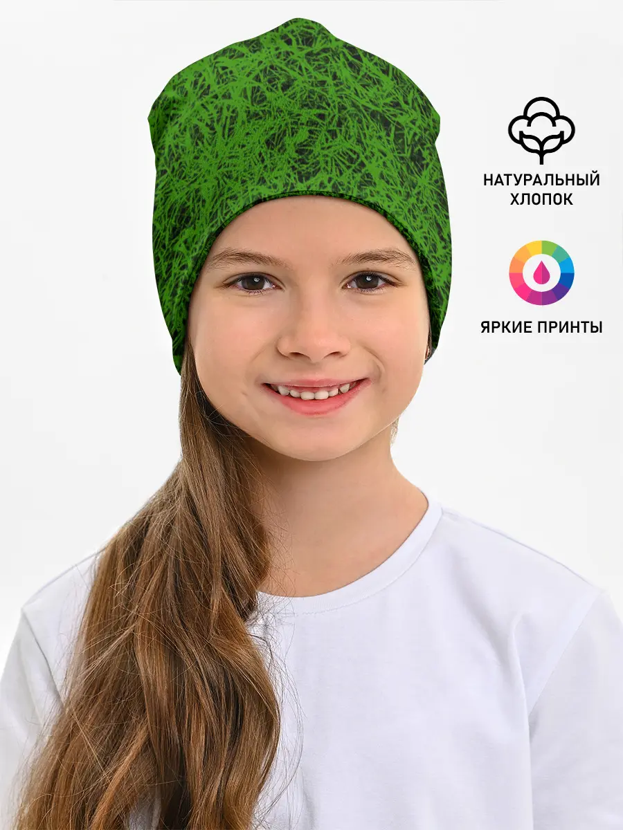 Детская шапка / зелёный паттерн