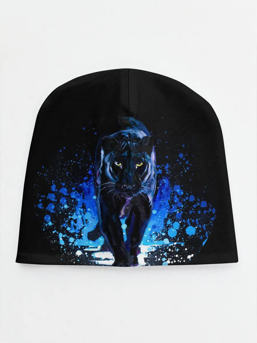 Детская шапка / Черная пантера пятна краски