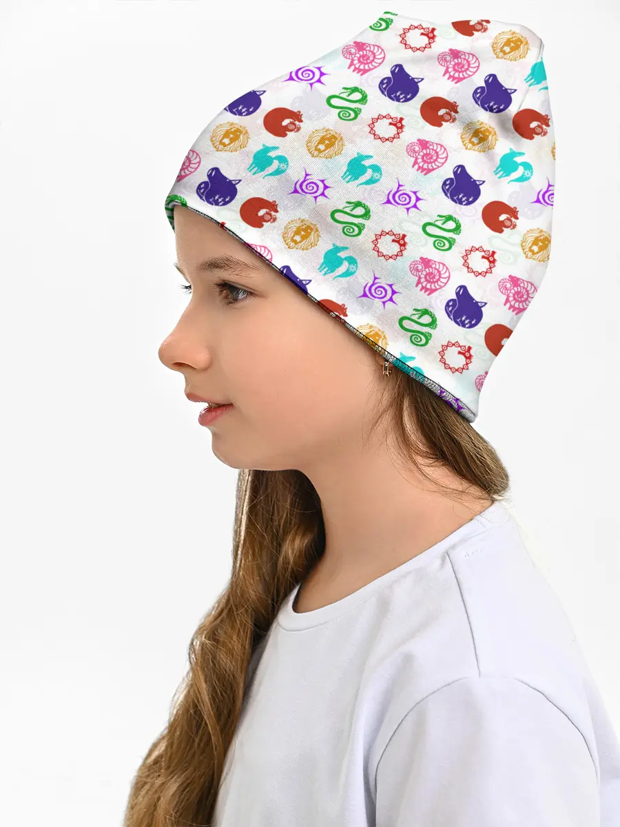 Детская шапка / 7 СМЕРТНЫХ ГРЕХОВ ЦВЕТНОЙ ПАТТЕРН СИМВОЛЫ