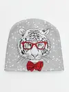 Детская шапка / Белый тигр с красным бантом