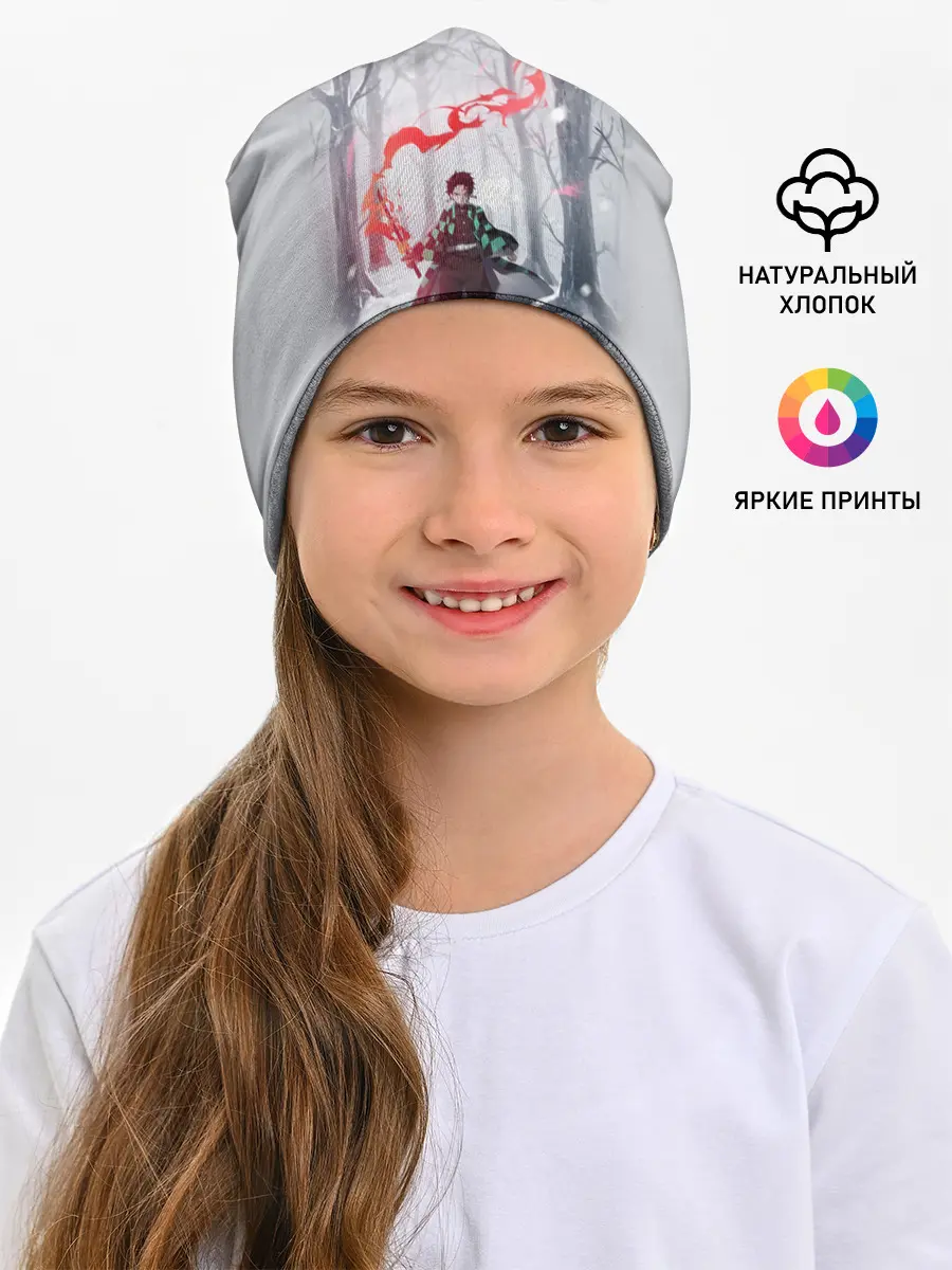 Детская шапка / KIMETSU NO YAIBA красный след