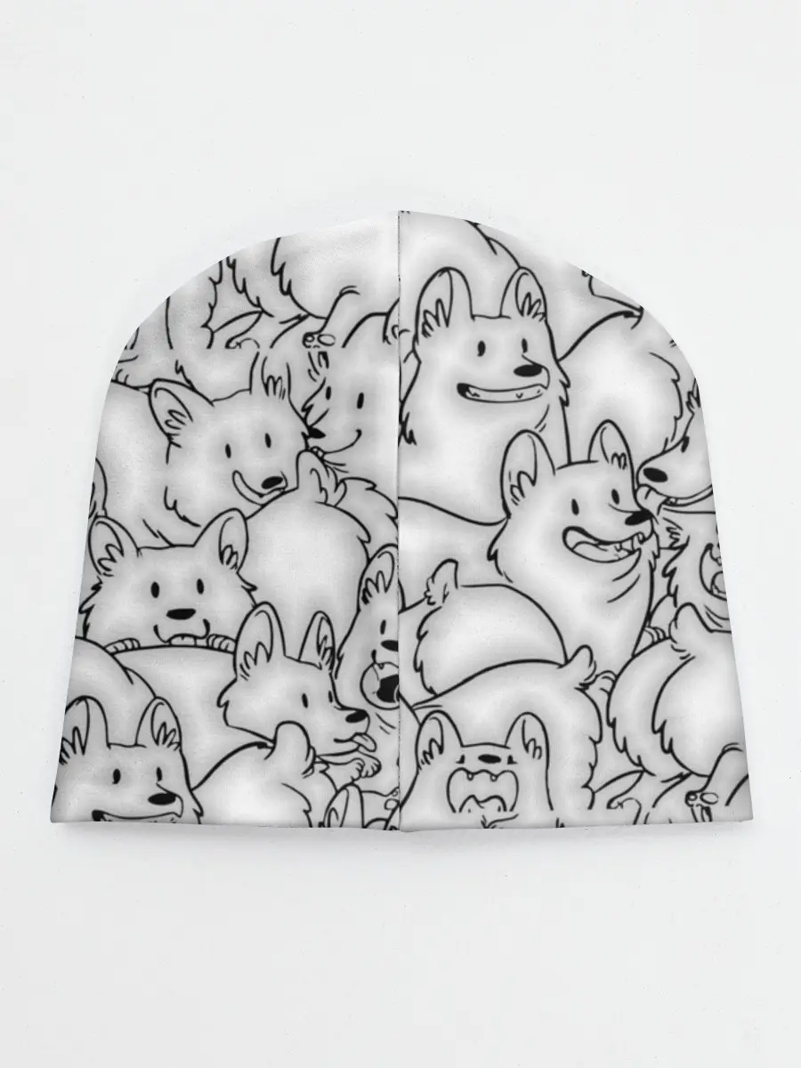 Детская шапка / Корги ЧБ