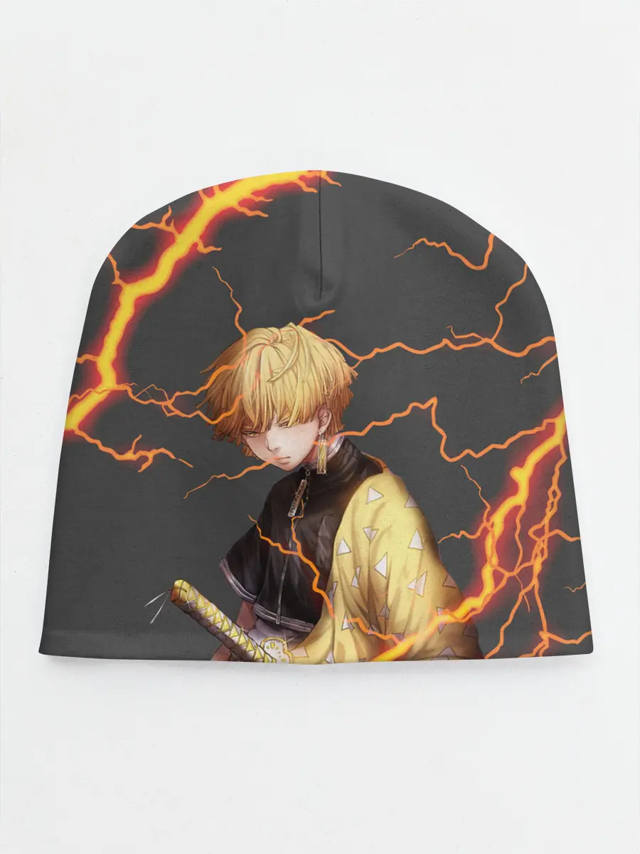 Детская шапка / KIMETSU NO YAIBA оранжевые молнии