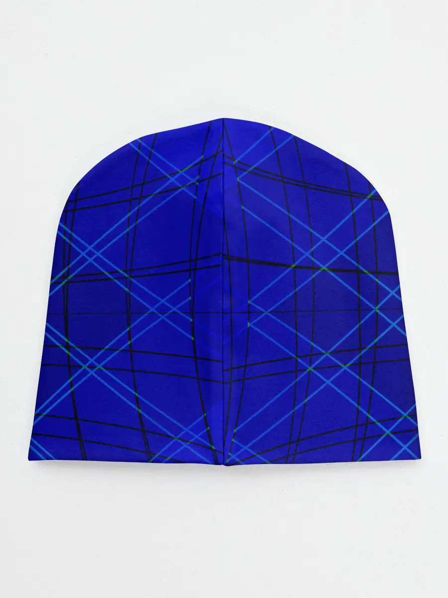 Детская шапка / Сине-черная геометрия 3D