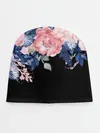 Детская шапка / цветы на черном